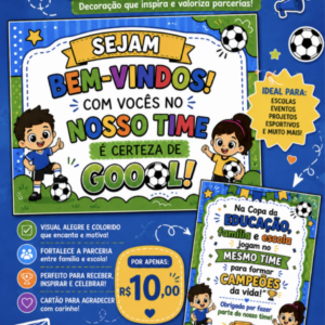 COMBO PAINEL + CARTÃO REUNIAO DE PAIS TEMA COPA 